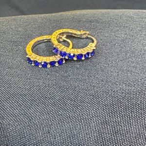 Charming Silver and Blue Hoop Earrings